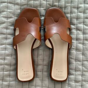 A New Day Women's Tan Slide Sandals